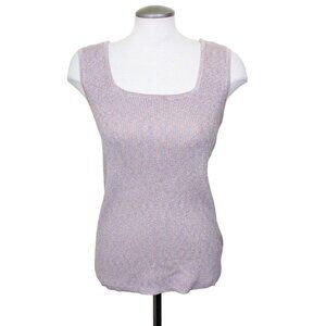 Womens Tank Top Plus Size 1X Knit Ribbed Metallic Square Neck Stretch Speckled